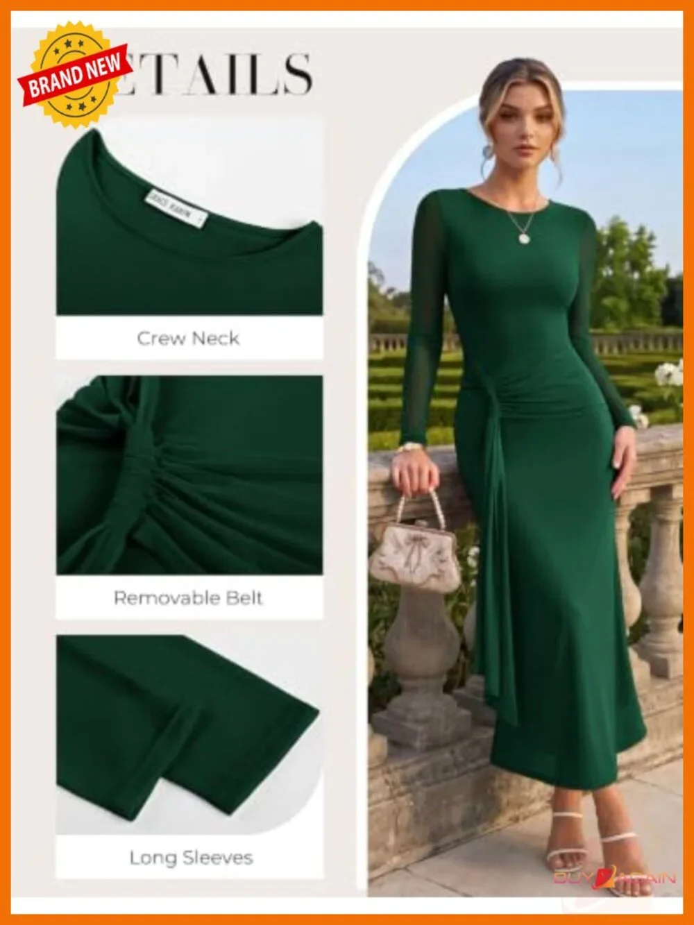 GRACE KARIN Mesh Bodycon Maxi Dress Long Sleeve Ruched Formal